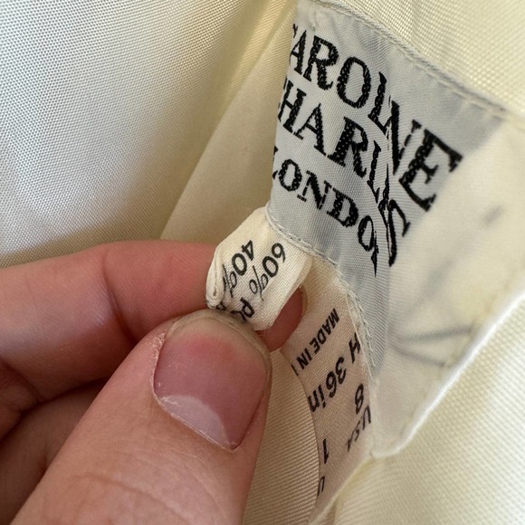 Caroline Charles London Vintage 1980's Strapless White Fit and Flare Midi Dress - Picture 11 of 12